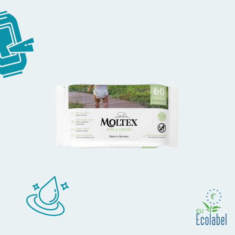 „Moltex Pure&Nature“ ekologiškos drėgnos servetėlės vaikams babyland.lt