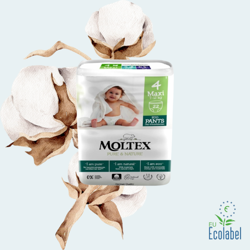 Moltex Pure&Nature ekologiškos sauskelnės-kelnaitės vaikams MAXI babyland.lt