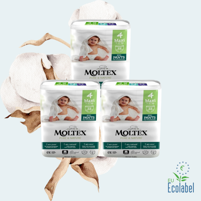 „Moltex“ sauskelnės-kelnaitės vaikams MAXI (7-12 kg), 66 vnt.